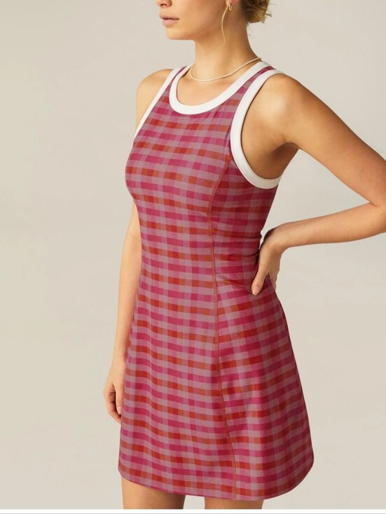 Beyond Yoga Dresses & Skirts - Beyond Yoga Dress Women's Medium Pink Gingham Plaid SoftMark Outlines Athletic
